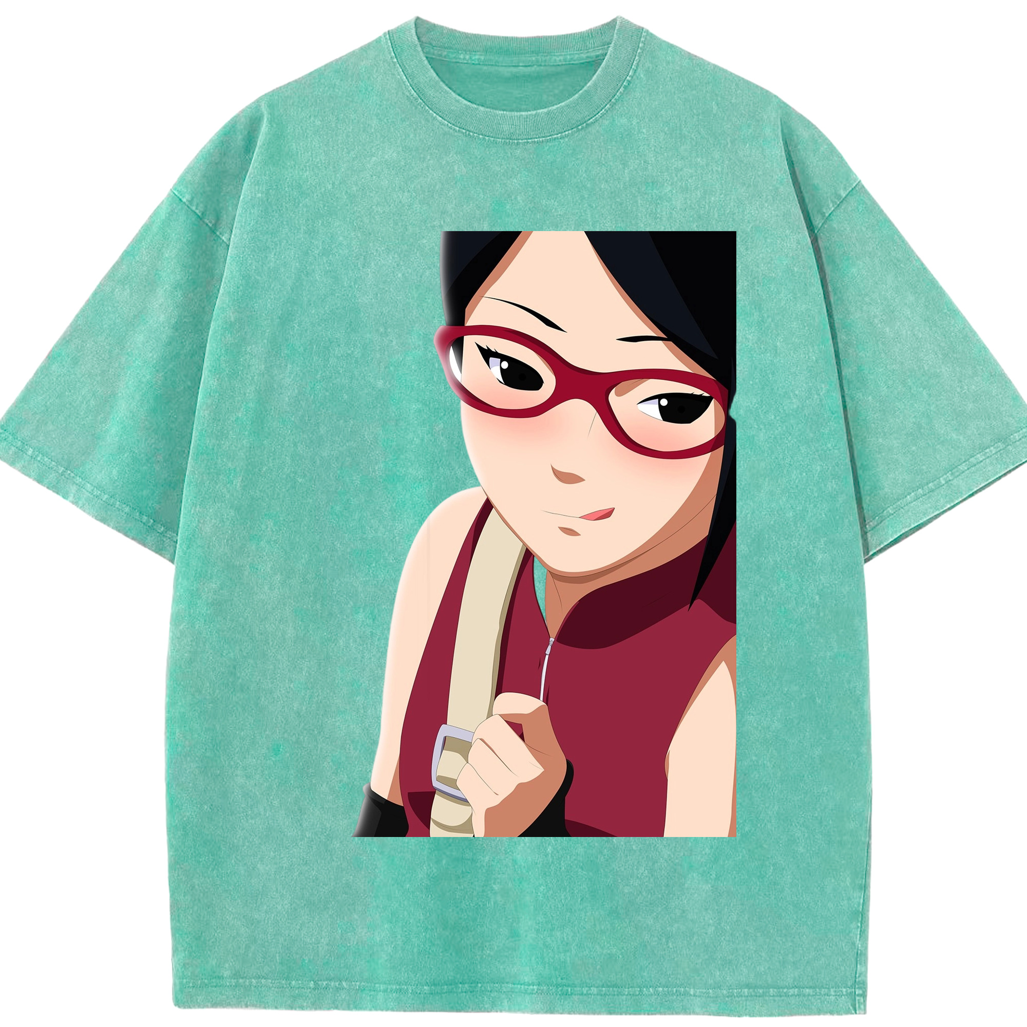 （画像用） NARUTO -ナルト- うちは サラダ Uchiha Sarada 綿100% ヴィンテージ風 半袖Tシャツ（フロントプリント）